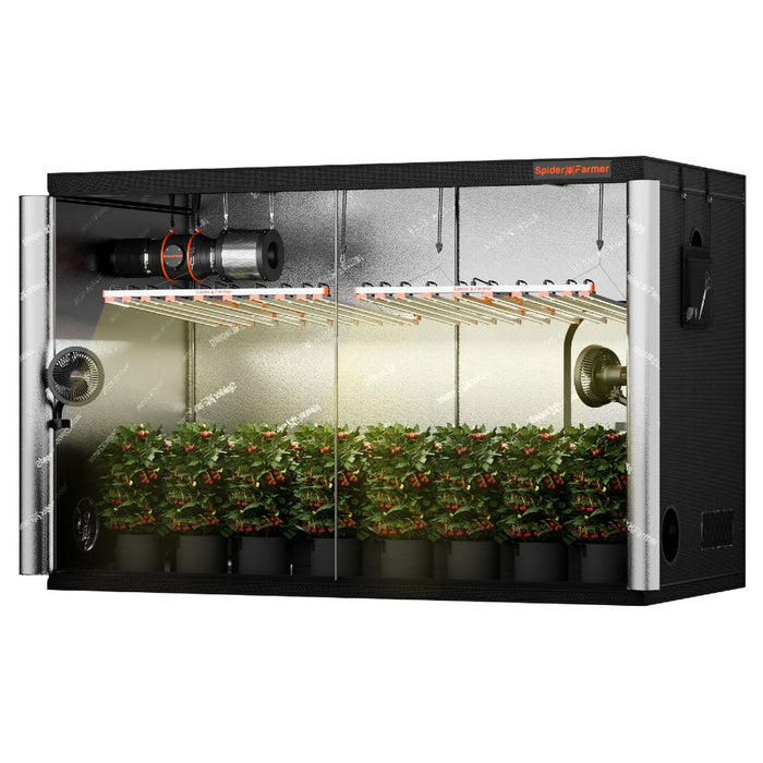 Spider Farmer® 10’x5’x6.5′ Complete Grow Tent Kit丨2x G1000W Full Spectrum LED Grow Light丨6” Clip Fan丨6” Ventilation System with Temperature and Humidity Controller | PRE-ORDER: In stock early-June  - LED Grow Lights Depot