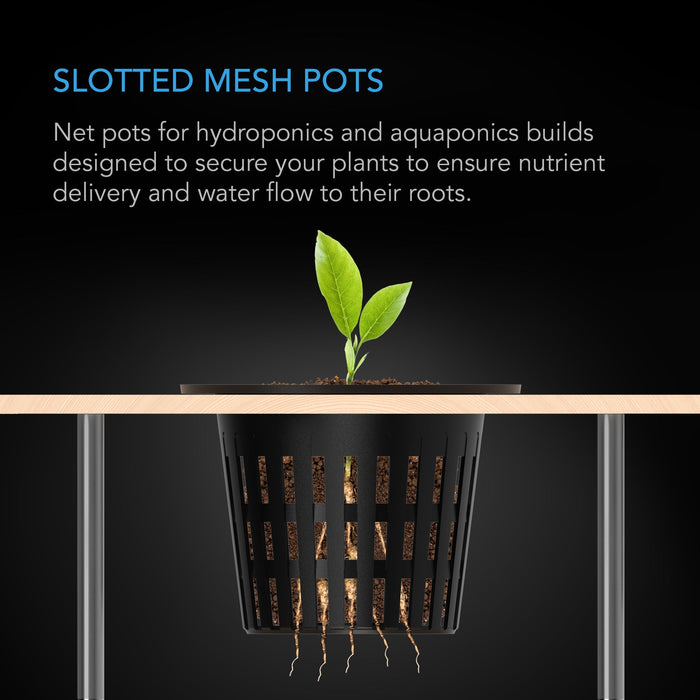 AC Infinity Mesh Net Cups| Slotted Pots with Wide Lips | 3" - 25 pack  - LED Grow Lights Depot