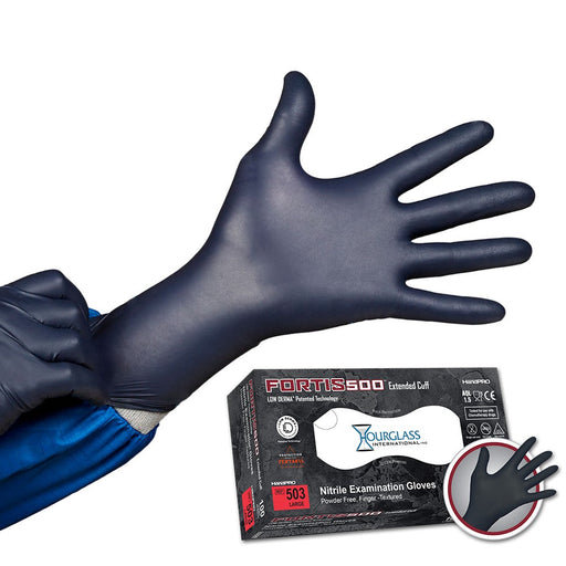 Black Nitrile Gloves (100 CT) – Fortis 500 Extended Cuff | Multiple Sizes  - LED Grow Lights Depot