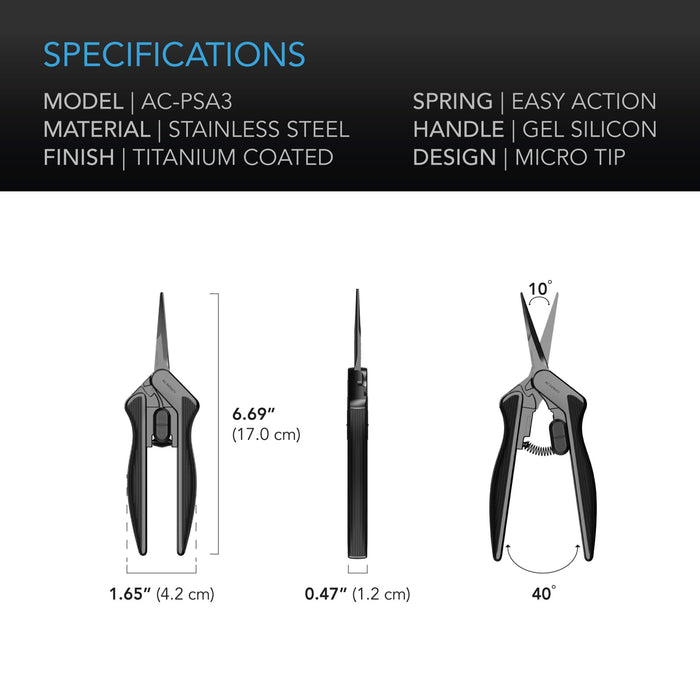 AC Infinity Stainless Steel Pruning Shear | Ergonomic, Lightweight | 6.6" Straight Blades  - LED Grow Lights Depot