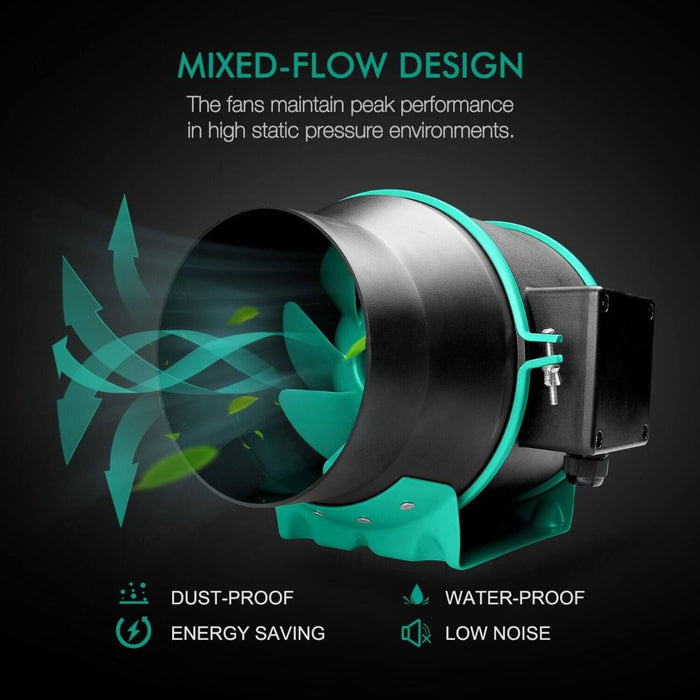 Mars Hydro 6" Inline Duct Fan/Carbon Filter Combo w/Thermostat Controller  - LED Grow Lights Depot