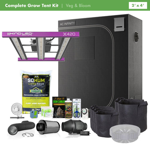Kind LED X420 (w/ UV & IR) + Happy Hydro AC Infinity 2' x 4' Complete Grow Kit  - LED Grow Lights Depot