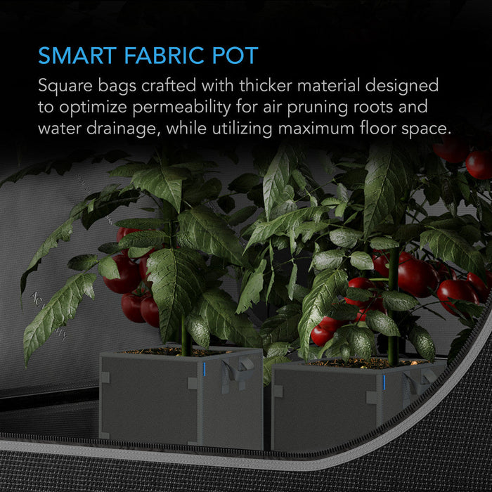 AC Infinity Heavy Duty Square Fabric Pots I 5 Gallon I 5-Pack  - LED Grow Lights Depot