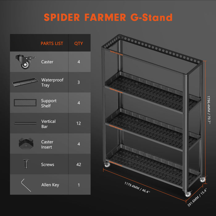 Spider Farmer® SF600 with Grow Shelves and Plant Trays  - LED Grow Lights Depot
