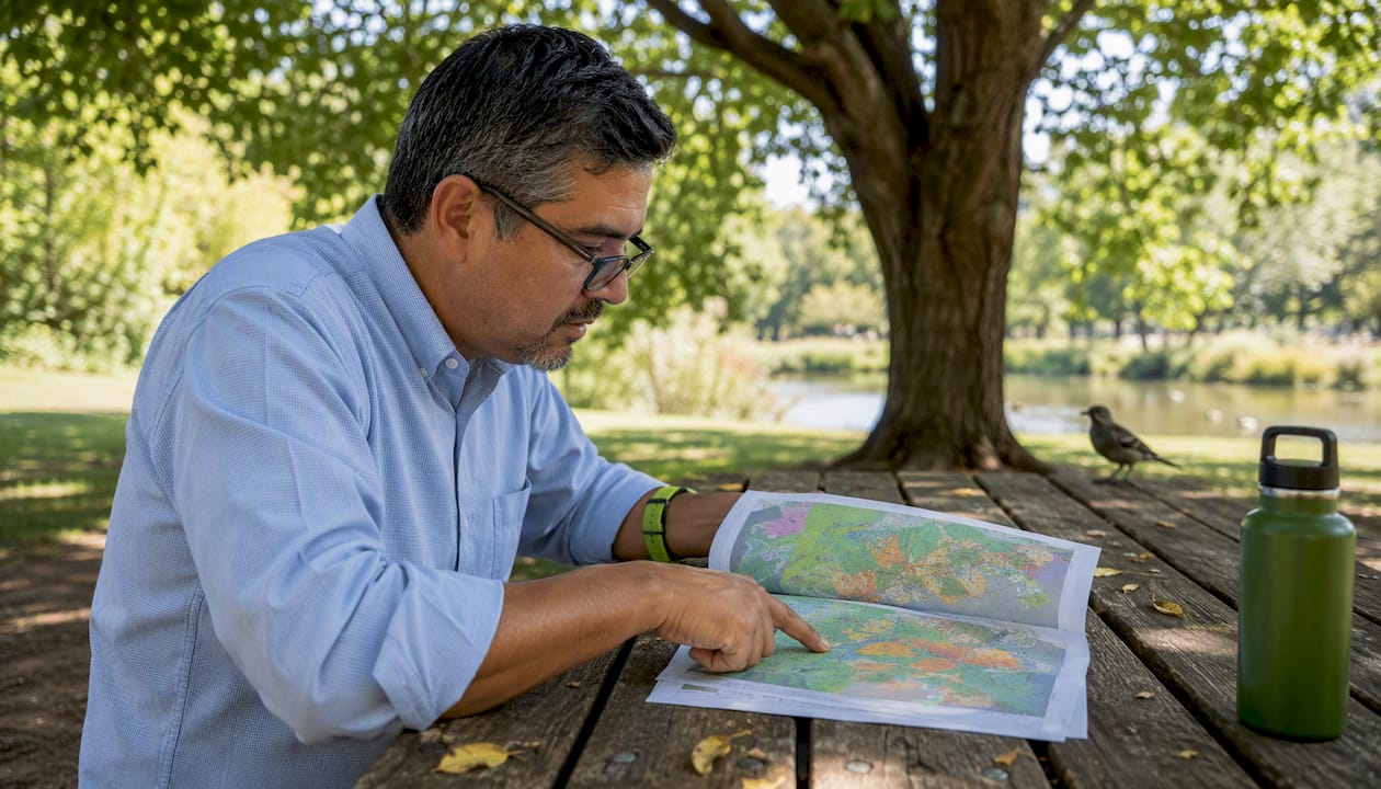 Planner reviewing cannabis zoning map