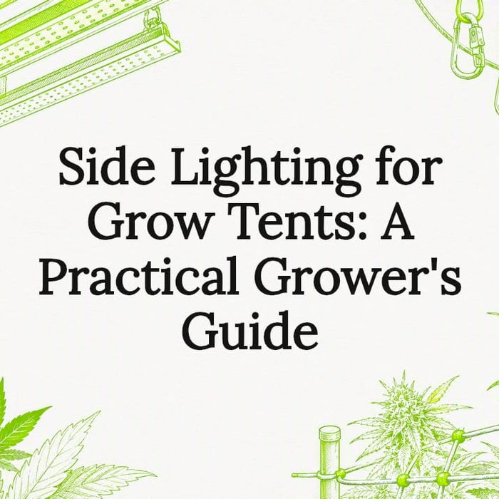 Decorative title card illustration for grow tent side lighting