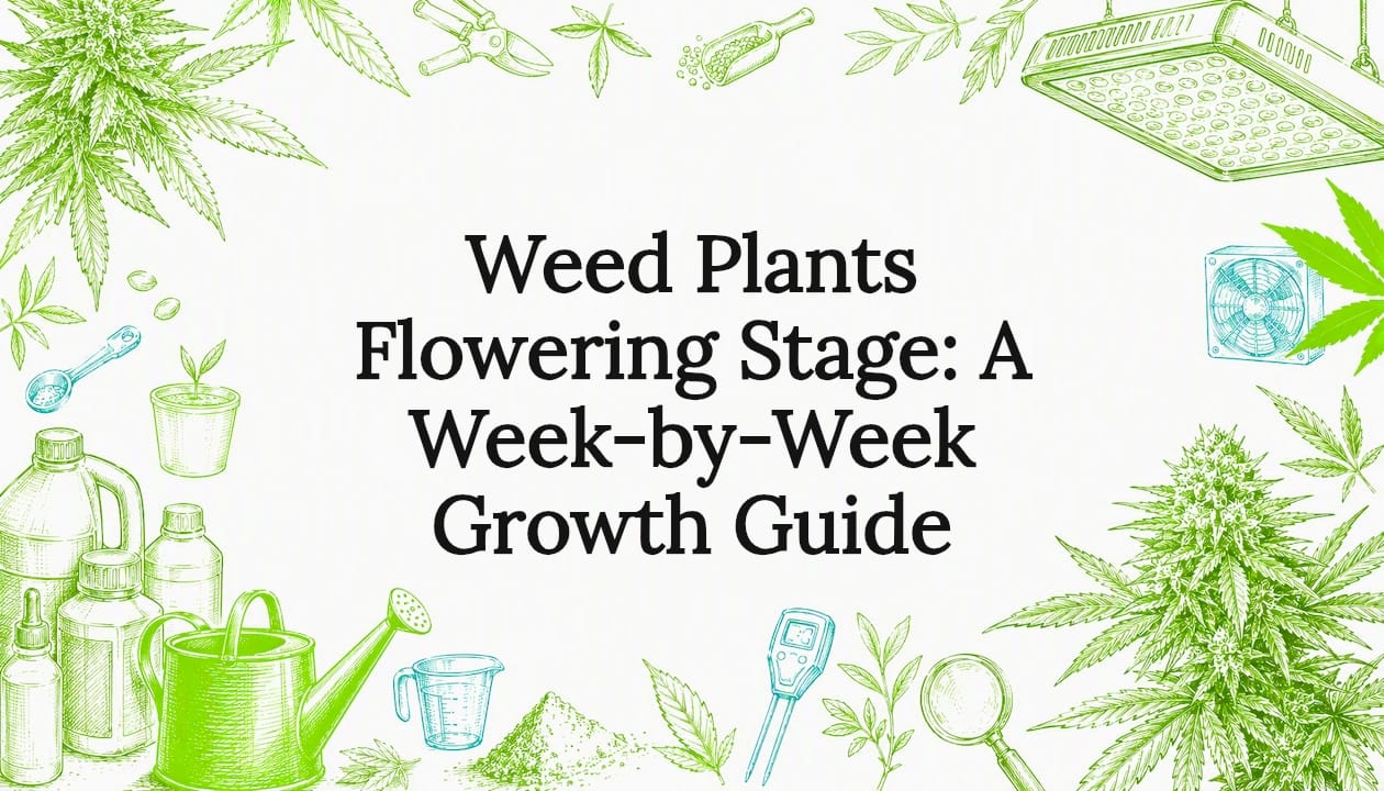 Decorative botanical and technology title card illustration