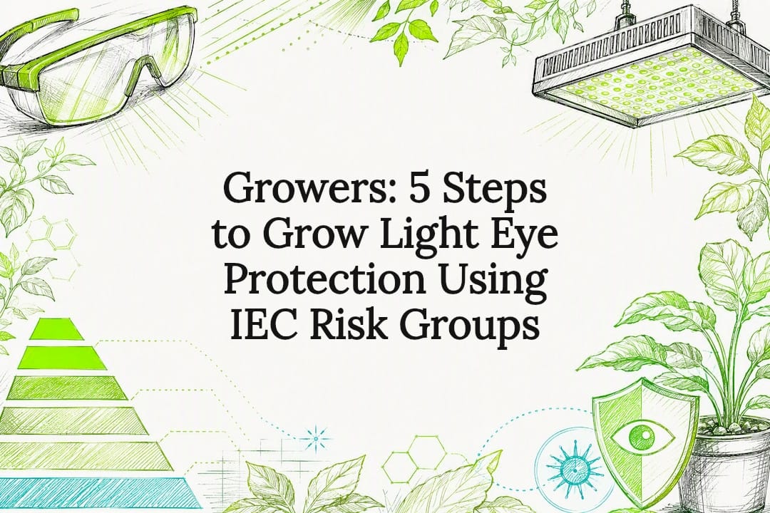 Decorative grow light eye protection title card