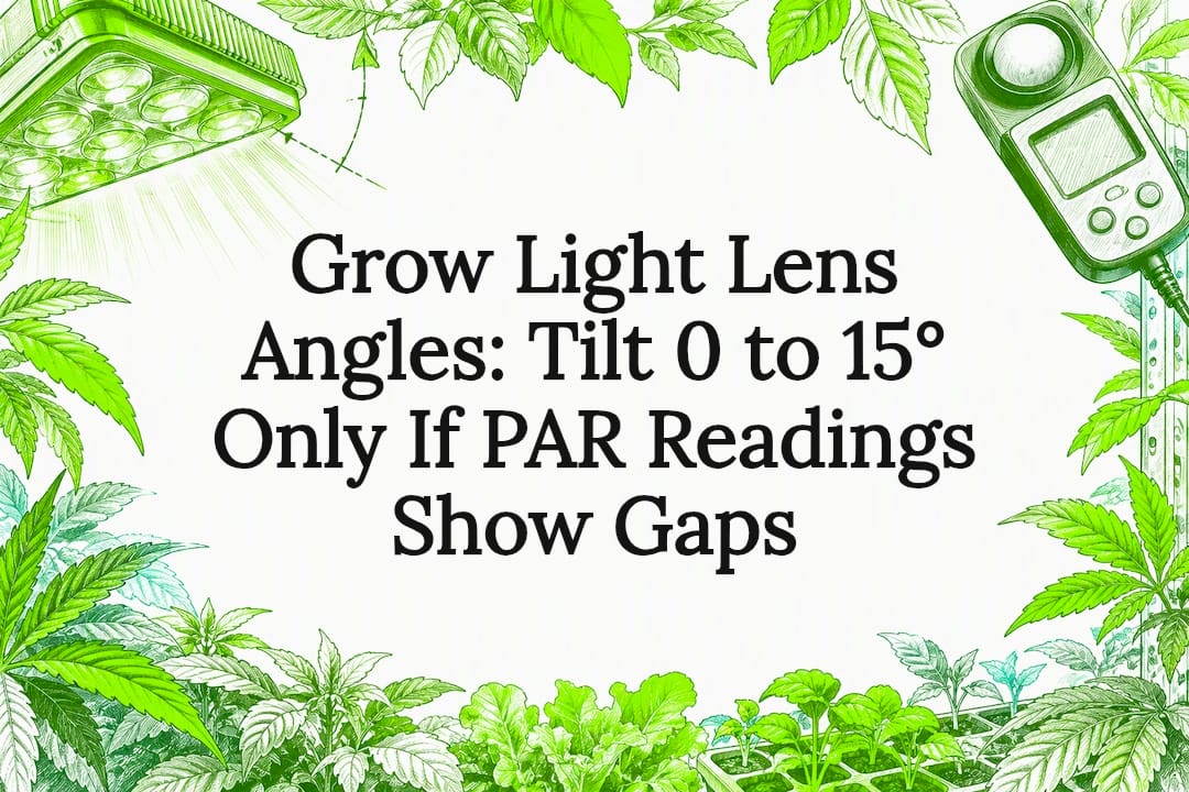 Sketch of grow light optics and canopy leaves
