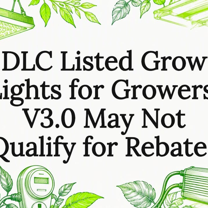 Illustrated title card about DLC grow light rebates