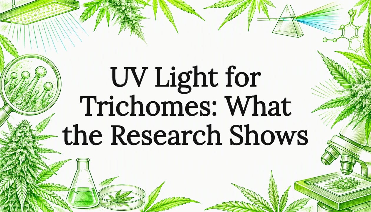 Hand-drawn UV trichome research cover