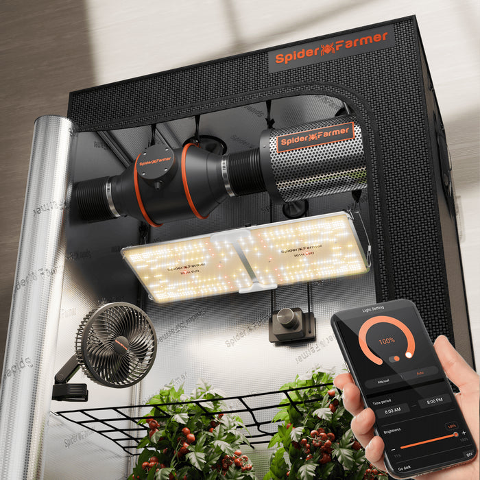 Spider Farmer 2′x4′ Complete Grow Tent Kit丨SF2000 Full Spectrum LED Grow Light丨6” Clip Fan丨4” Ventilation System with Speed Controller