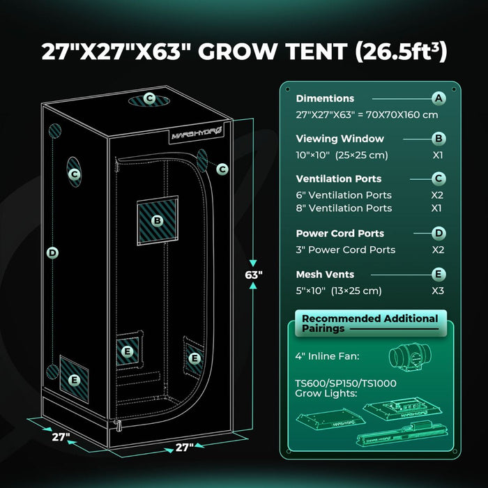 2.5x2.5 grow tent Buy Mars Hydro Grow Tent 2′ 3" x 2' 3" x 5′ 3″ — LED Grow Lights Depot