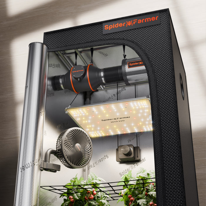 Spider Farmer 2′x2′ Complete Grow Tent Kit丨SF1000 Full Spectrum LED Grow Light丨4” Ventilation System With Speed Controller With RJ12 port