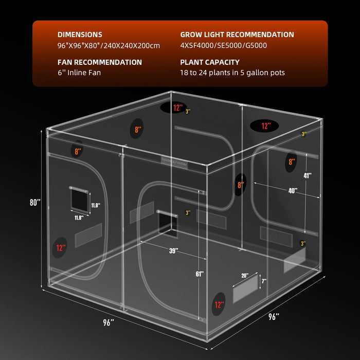 240x240x200 grow tent Spider Farmer 8’x8’x6.5′ 240cm x 240cm x 200cm Indoor Grow Tent