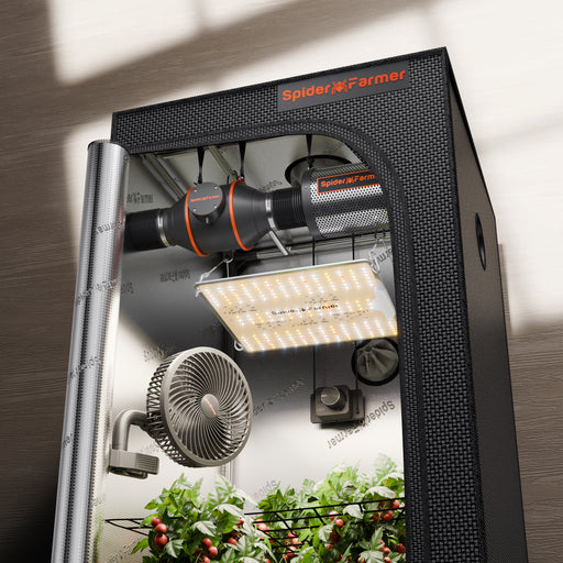 Spider Farmer 2’x2′ Complete Grow Tent Kit | SF1000D Full Spectrum LED Grow Light | 6” Clip Fan丨4” Ventilation System with Speed Controller - LED Grow Lights Depot