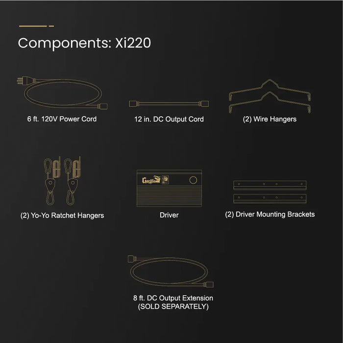 Gorilla Xi220 LED Grow Light | Full Spectrum 220W Fixture with 3-Channel IR/UV, App Functionality | Samsung & OSRAM Diodes | 2x2 to 2.5x2.5 Grow Spaces - LED Grow Lights Depot