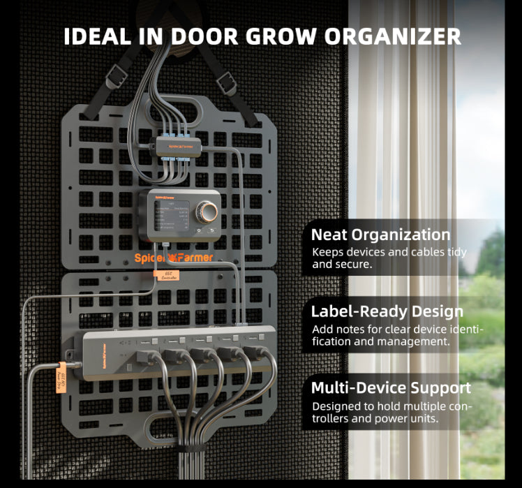 Spider Farmer Grow Tent Gear Board Equipment and Cable Management System - LED Grow Lights Depot