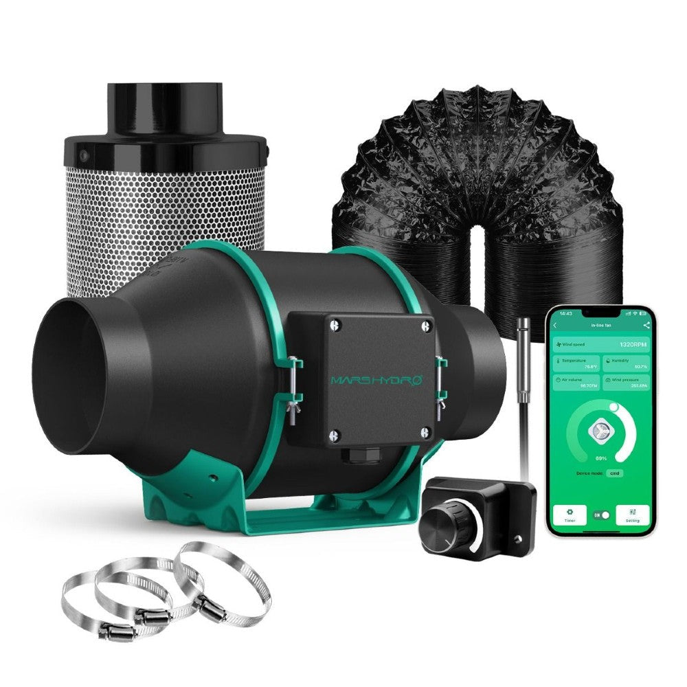 V6 - Complete 8 inch Ventilation kit with Cloudline AC Infinity fan - T8  with auto temp/humidity controller. - PA Hydroponics