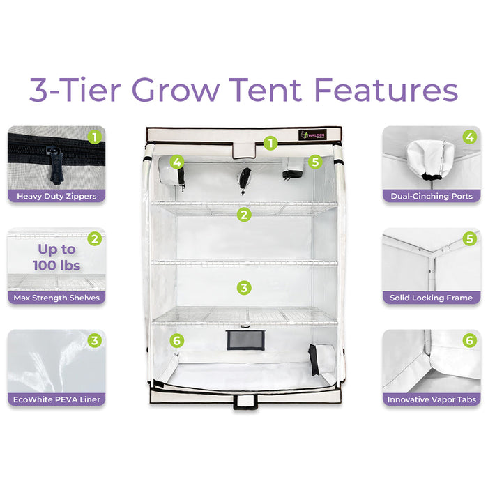 Active Grow Greens & Veggies 3-Tier Walden White LED Grow Tent Kit