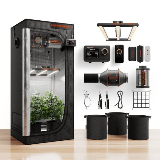 Spider Farmer 2.3'x2.3'x5.2' Complete Grow Tent Kit | G1500 Full Spectrum LED | 4" Ventilation System with GGS Controller - LED Grow Lights Depot