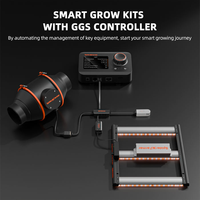 Spider Farmer 2.3'x2.3'x5.2' Complete Grow Tent Kit | G1500 Full Spectrum LED | 4" Ventilation System with GGS Controller - LED Grow Lights Depot