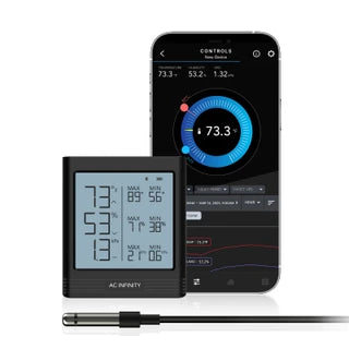 AC Infinity Smart Thermo-Hygrometer B1 with Data App | 12' Sensor Probe - LED Grow Lights Depot