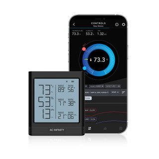 AC Infinity Smart Thermo-Hygrometer B2 with Data App | Integrated Sensor Probe - LED Grow Lights Depot