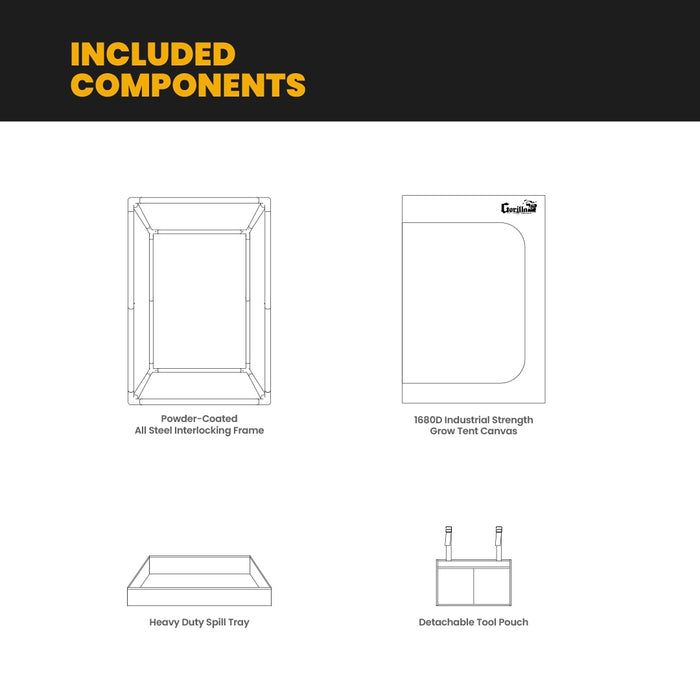 Gorilla Grow Tent - New 2025 - 2′ x 2′ 6” x 6′ 6” - LED Grow Lights Depot