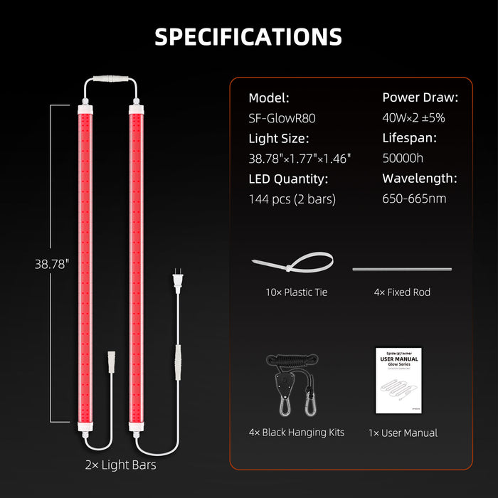 Spider Farmer GlowR80 Red Spectrum Supplemental LED Grow Light (650-665nm) - LED Grow Lights Depot
