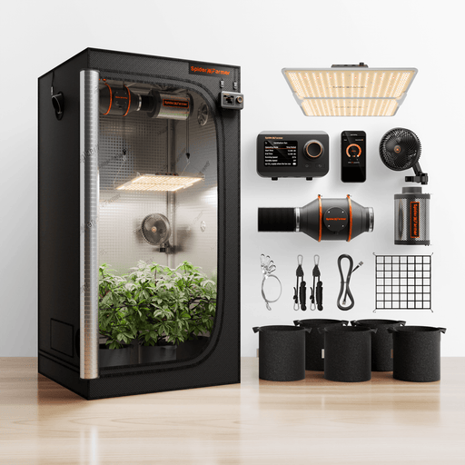 Spider Farmer 3'x3'x6' Complete Grow Tent Kit | SF2000PRO 200W Full Spectrum LED | 4" Ventilation System with GGS Controller | 6" Clip Fan | GGS Soil Sensor - LED Grow Lights Depot