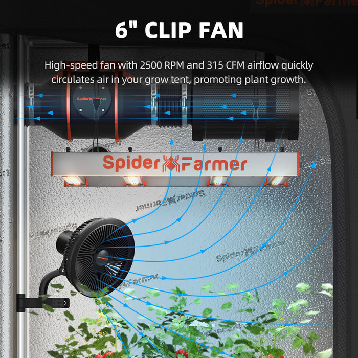 Spider Farmer® 3’x3′x6′ Complete Grow Tent Kit丨G3000 Full Spectrum LED Grow Light丨6” Clip Fan丨4” Ventilation System with Speed Controller  - LED Grow Lights Depot
