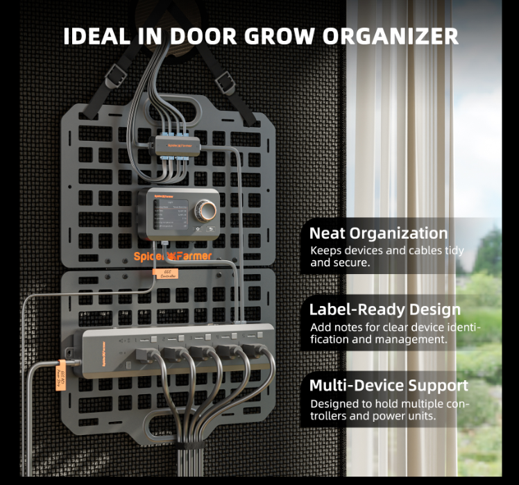 Spider Farmer Grow Tent Gear Board Equipment and Cable Management System - LED Grow Lights Depot