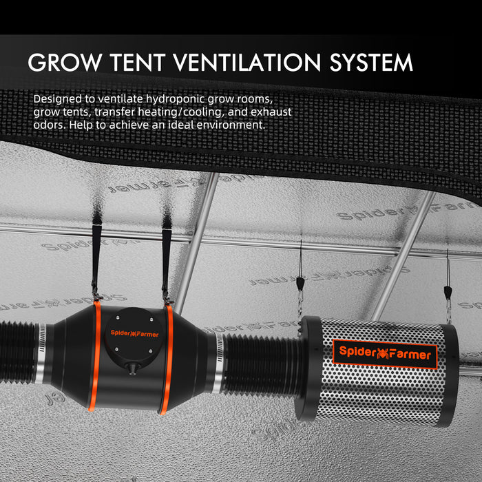 Spider Farmer 140 x 70 x 200 cm Complete Grow Tent Kit | G4500 320W App-Controlled LED Grow Light | 6” Clip-on Fan