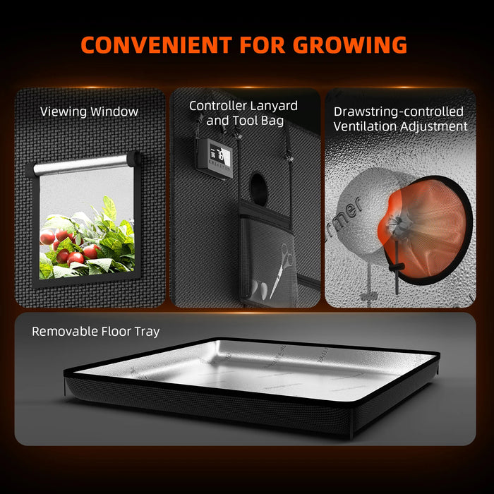 Spider Farmer 4' x 2' x 5′ (120cm x 60cm x 150cm) Indoor Grow Tent — LED Grow Lights Depot