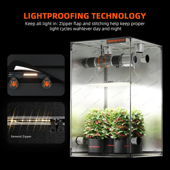 spider farmer tent Spider Farmer 5’x10’x6.5′ 150cm x 300cm x 200cm Indoor Grow Tent