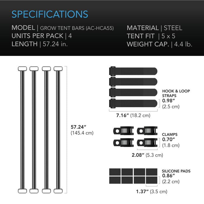 grow tent hanging bars AC Infinity Grow Tent Mounting Bars for 5' x 5' Tents