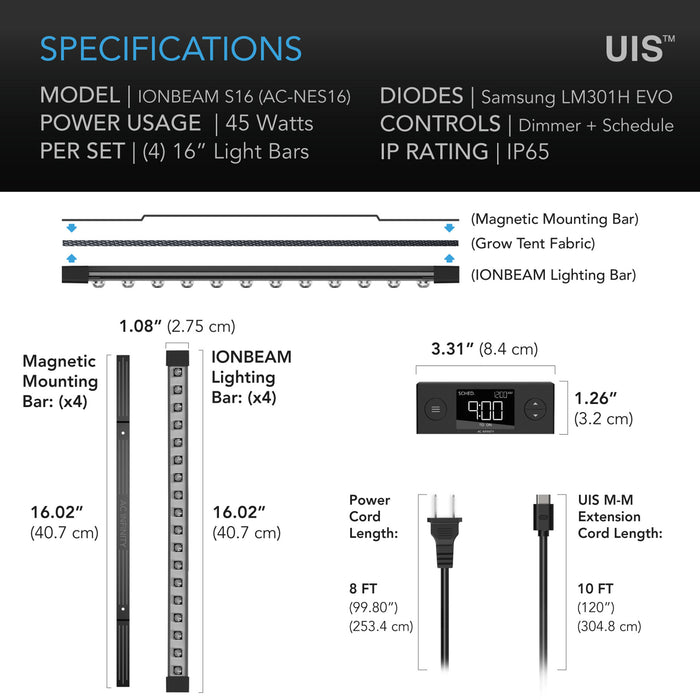 AC Infinity IONBEAM S16 | Full-Spectrum LED Grow Light Bars | Samsung LM301h Evo | 16-inch  - LED Grow Lights Depot