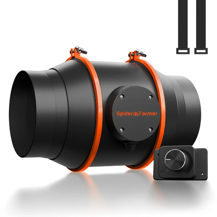 Spider Farmer 6-Inch Inline Fan | 402 CFM with Speed Controller, RJ12 Port | GGS Controller Compatible - LED Grow Lights Depot