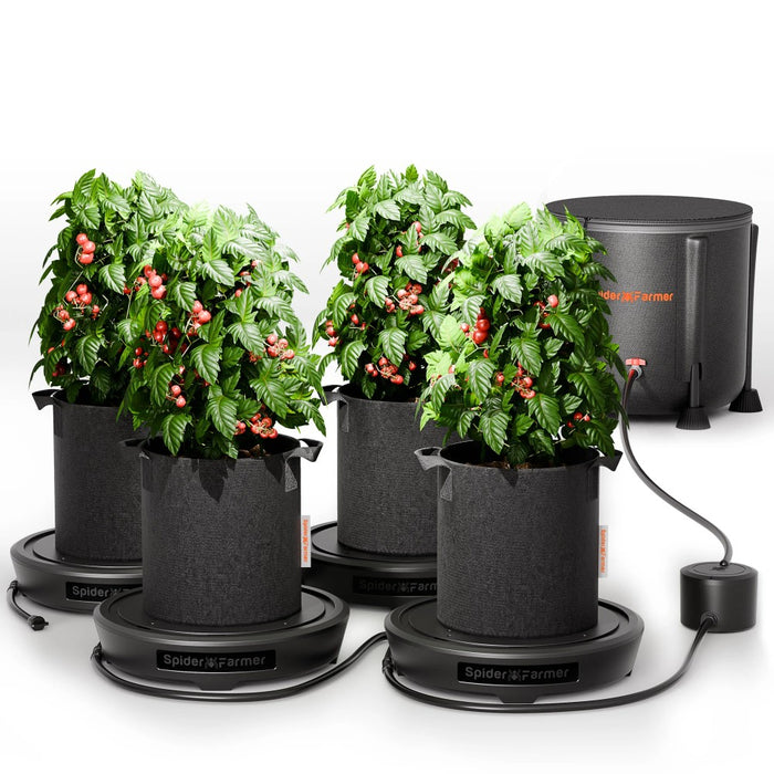 self watering indoor plant system Buy Spider Farmer 4-Pot Self-Watering System Kit — LED Grow Lights Depot