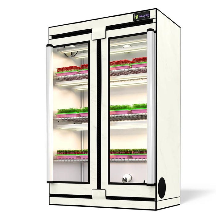 grow tent with shelves Microgreens & Herbs 3-Tier Walden White LED Grow Tent Kit