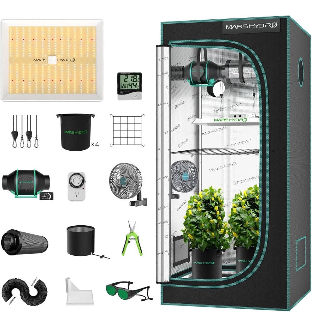 MARS HYDRO 2x2 Grow Tent Kit Complete 150W TS1000 Dimmable Full Specturm, 27