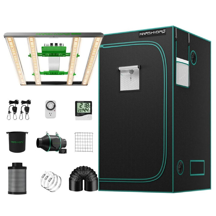 Mars Hydro 3'x3' Grow Tent Kit FC-E3000 300W LED Grow Light, 4