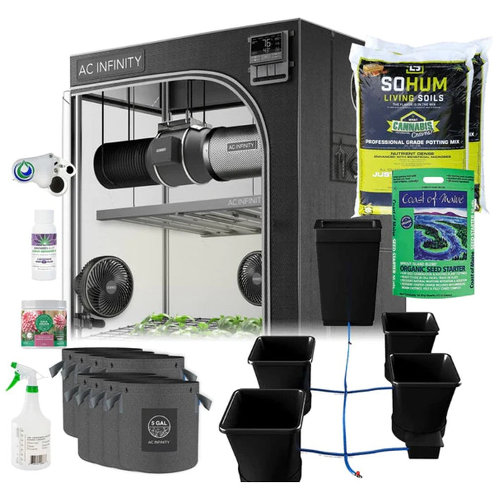 Automated Grow Tent Kit AC Infinity EVO8 LED 6-Plant 5’ x 5’ x 6’8"  - LED Grow Lights Depot