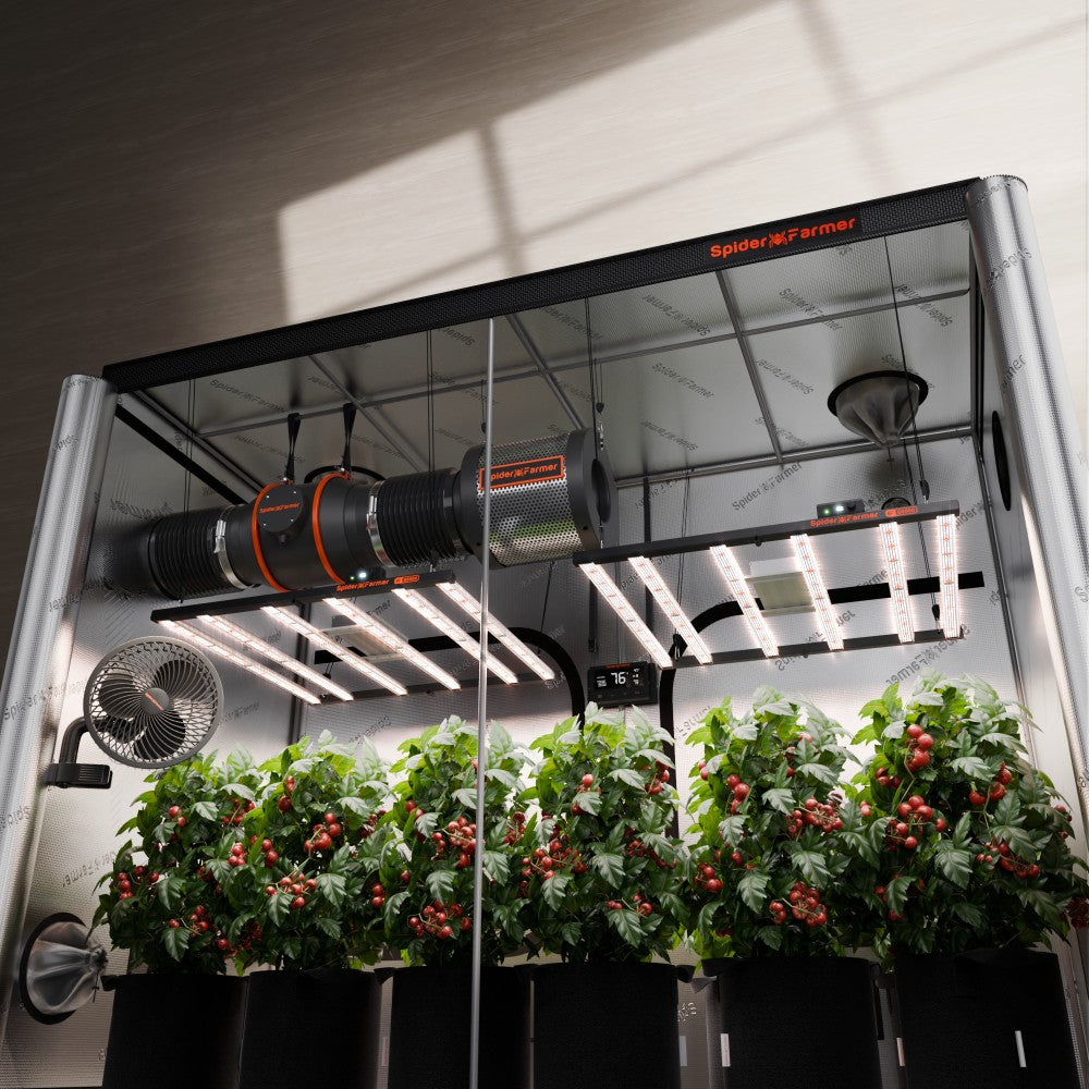 Spider Farmer 8’x4’X6.5′ Complete Grow Tent Kit | 2x G5000 Full Spectrum LED Grow Light | 6” Clip Fan
