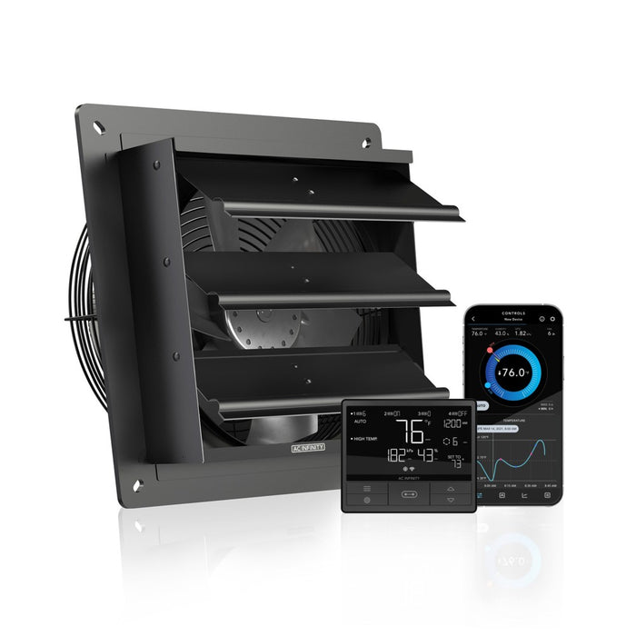 AC Infinity Airlift T10 Shutter Exhaust Fan | Temp and Humidity Controller | 10" Exhaust Fan - LED Grow Lights Depot