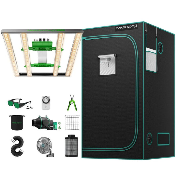 Mars Hydro 3'x3' Grow Tent Kit FC-E3000 300W LED Grow Light, 4