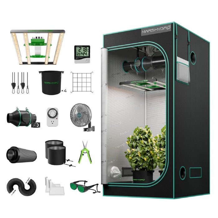 hydro tent kit Mars Hydro FC 3000 LED GROW LIGHT + 3'X3' FULL GROW TENT KITS