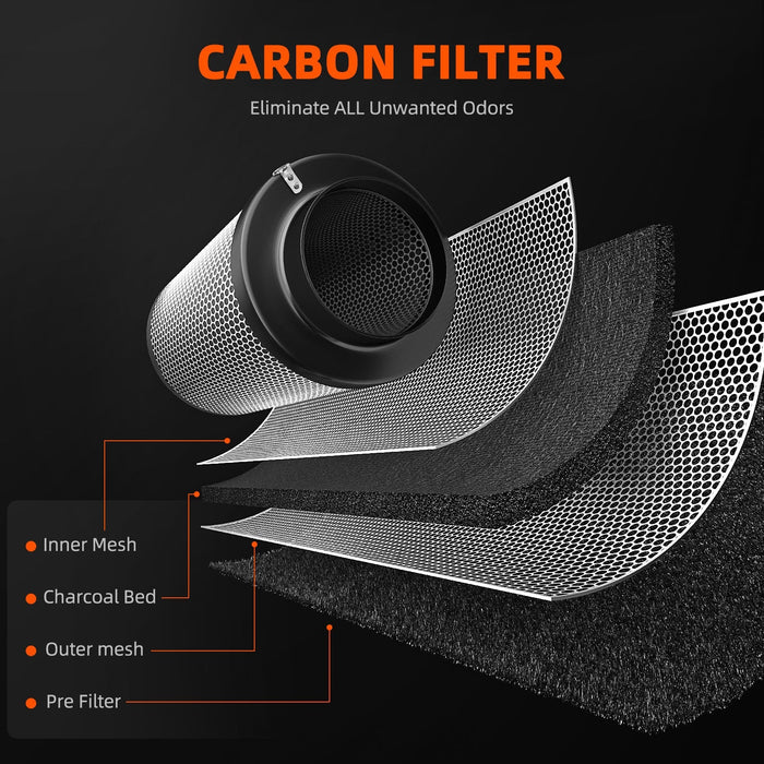 Spider Farmer 6-Inch Air Carbon Filter Odor Control for Inline Ducting Fan  - LED Grow Lights Depot