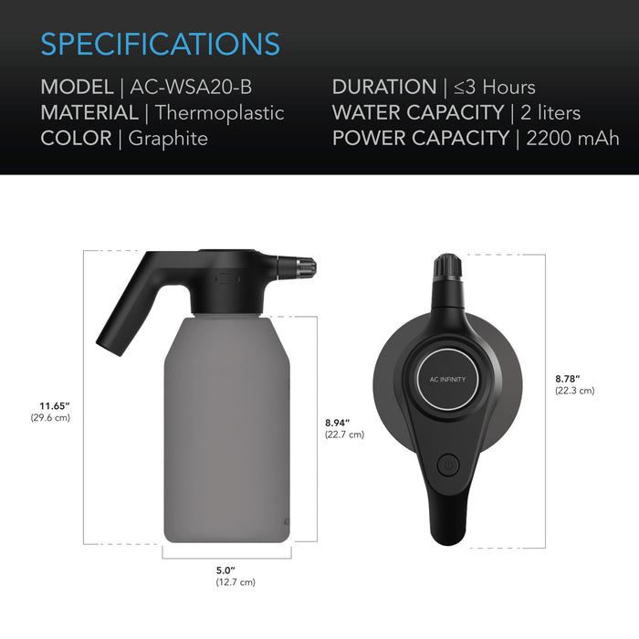 Infinity Graphite AC Infinity Automatic Water Sprayer | 2-Liter Electric Mixer | Graphit ...